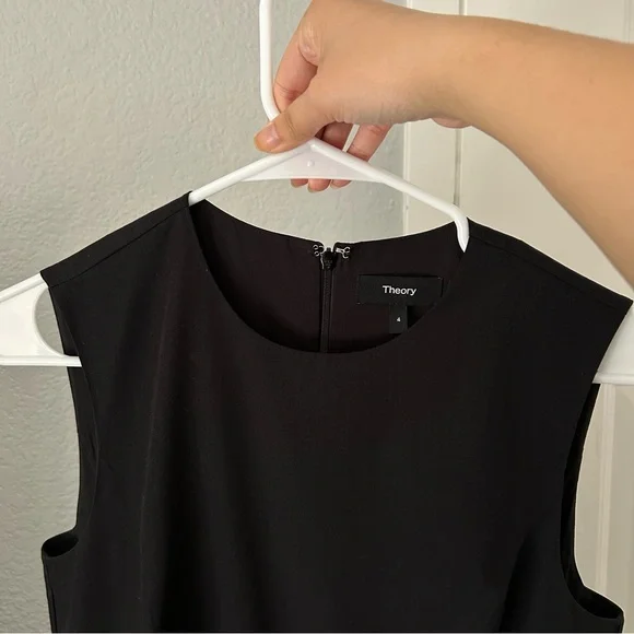 Theory Poplin Pleated Midi Dress Poplin Cotton Blend - Picture 7 of 9